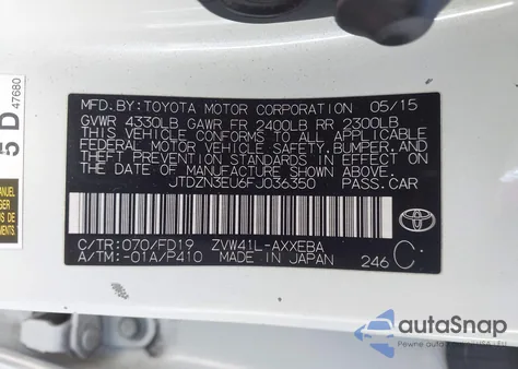 2015 Toyota Prius V Two из США, поврежденный, VIN JTDZN3EU6FJ036350